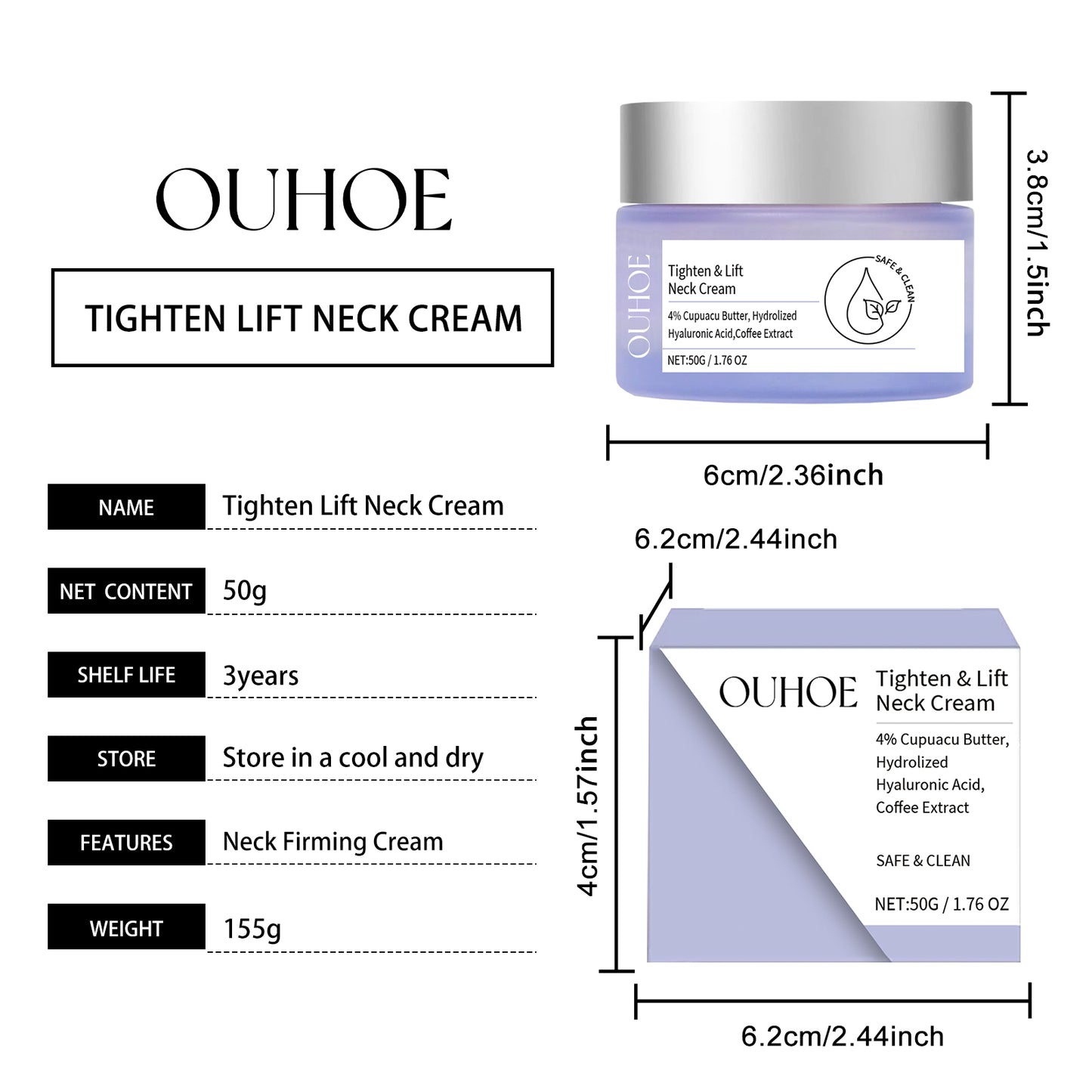 OUHOE Moisturizing Neck Cream Neck Skin Moisturizing and Moisturizing Care Fading Fine Lines Hydrating and Tender Neck Cream