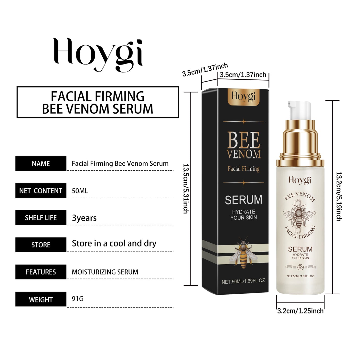 HOYGI Bee Venom Facial Essence Hydrating, moisturizing, refreshing collagen firming skincare essence