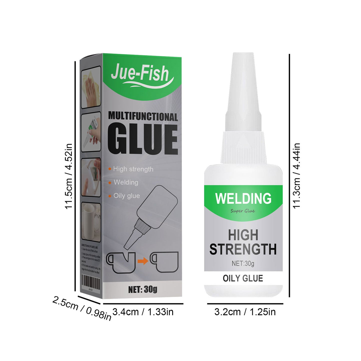 Jue-Fish Multifunctional Ceramic Waterproof Transparent Glue（30g） Glass Wood Special Quick-drying Glue General Glue