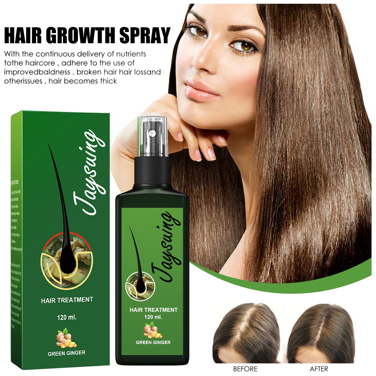 Jaysuing Hair Care Solution Gentle Nourishing Massage Scalp Moisturizing Smooth Hair Care Spray