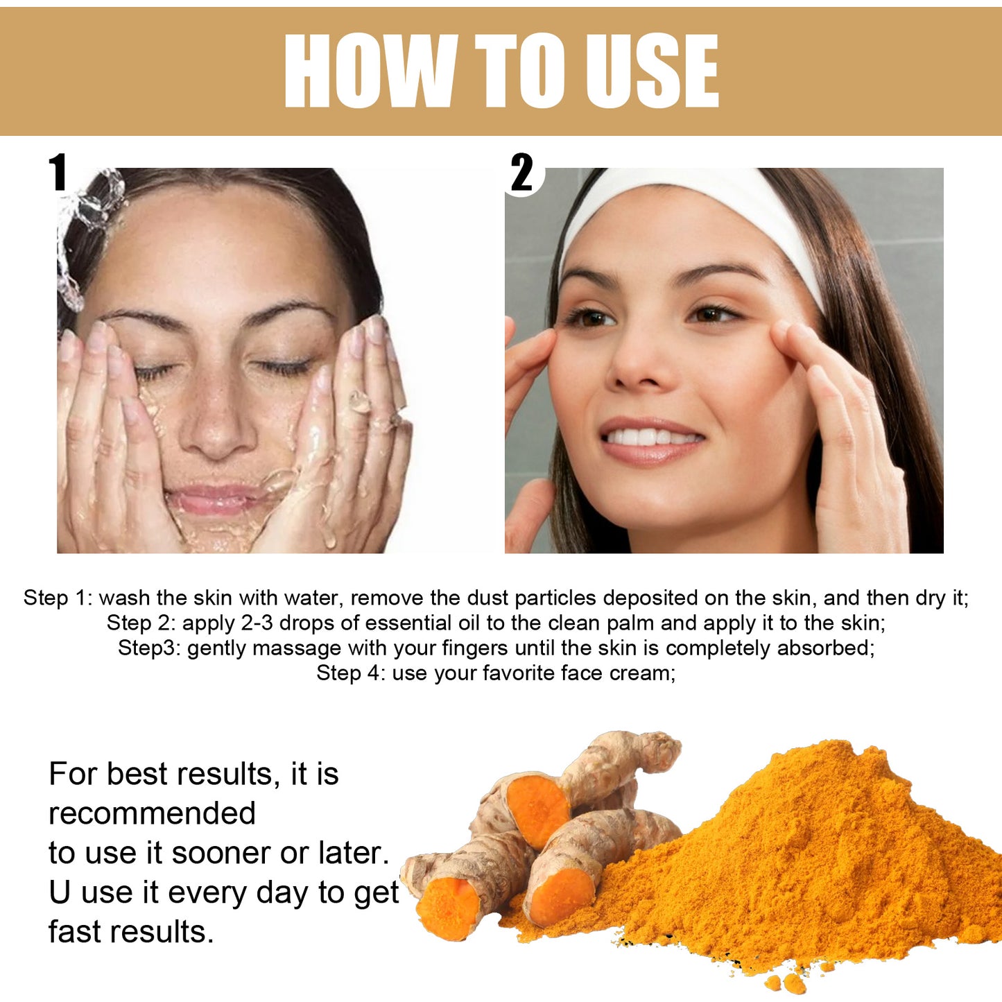 EELHOE Turmeric Correcting Essence Facial Care Hydrating Moisturizing Gentle Nourishing Skin Care Essence