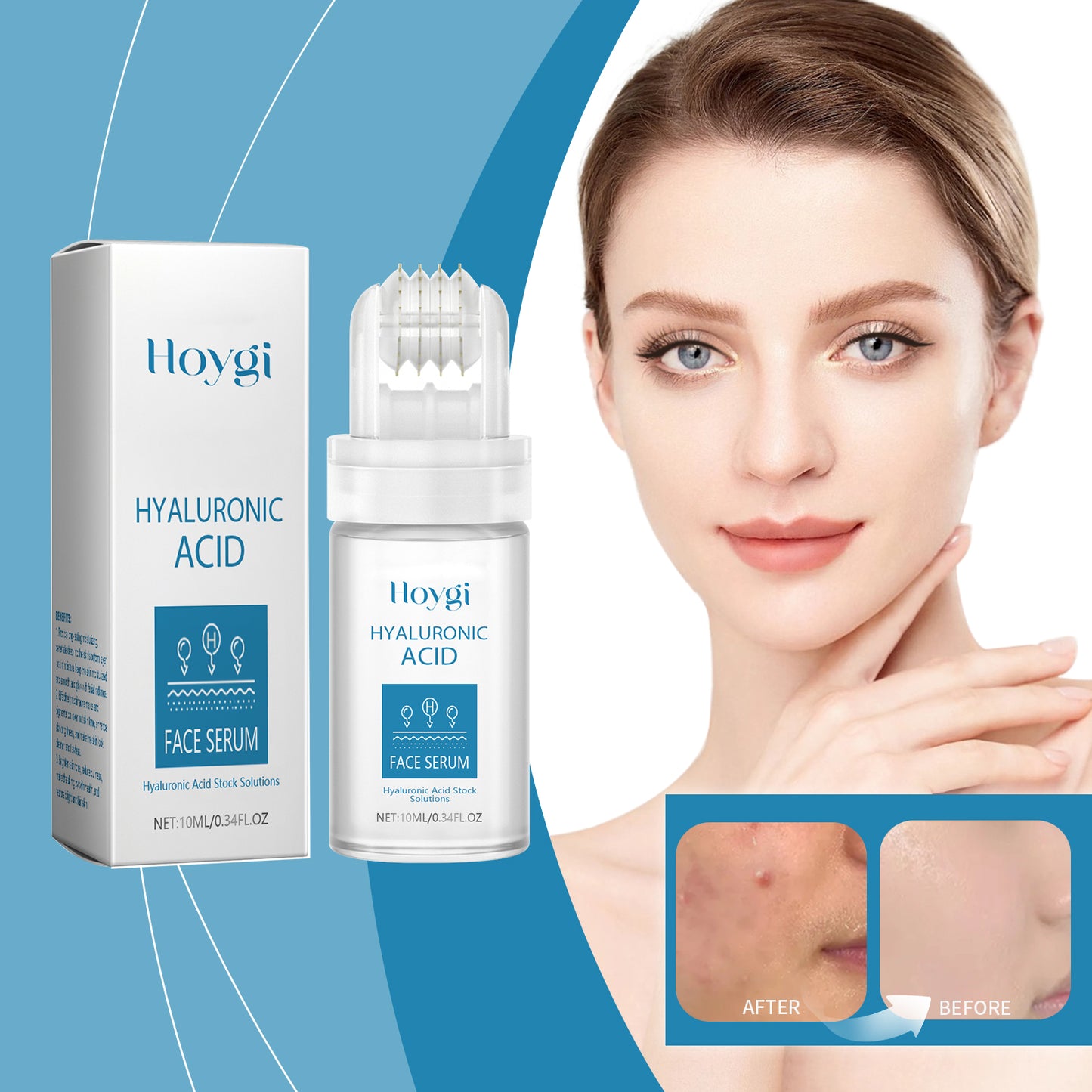 Hoygi Hyaluronic Acid Roller Serum Facial skin radiance improvement pore hydration