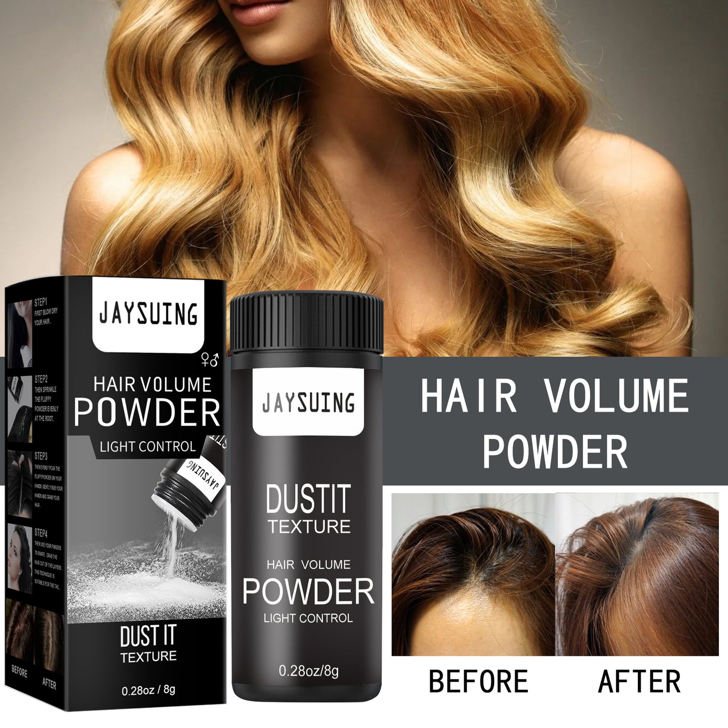 Jaysuing Hair Booster Powder Men's and Women's Hair Styling Care No-Wash Volumizing Refreshing Gentle Volumizing Powder
