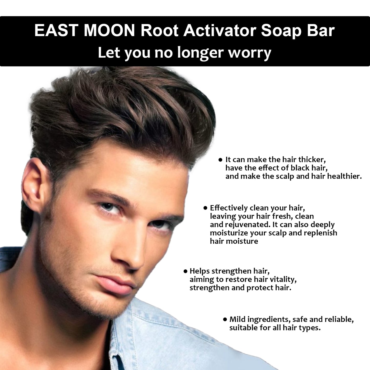 East Moon Black Hair Soap Hair nourishing, moisturizing, cleansing, smoothing hair roots, naturally black and thick hair care shampoo soap