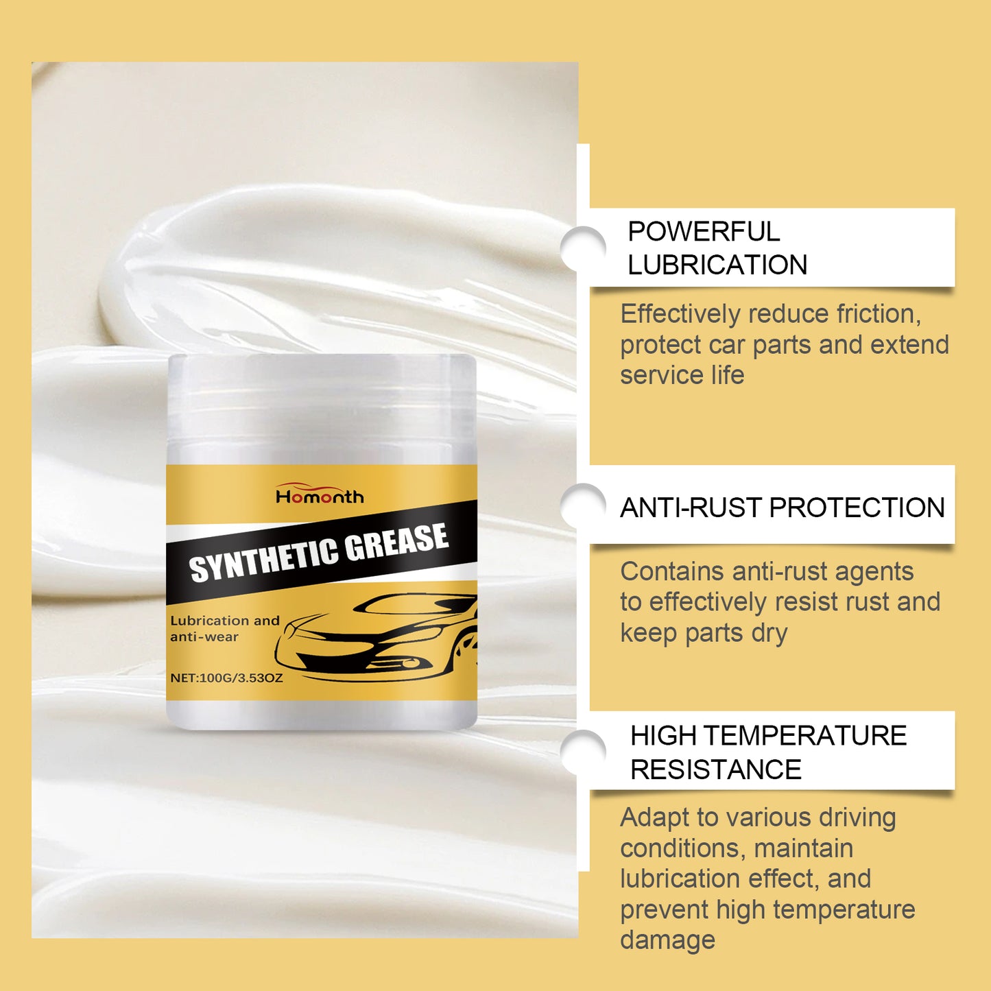 Homonth Automotive Care Grease Car Parts Maintenance Multi-Functional Lubrication Wheel Axle Cleaning Grease