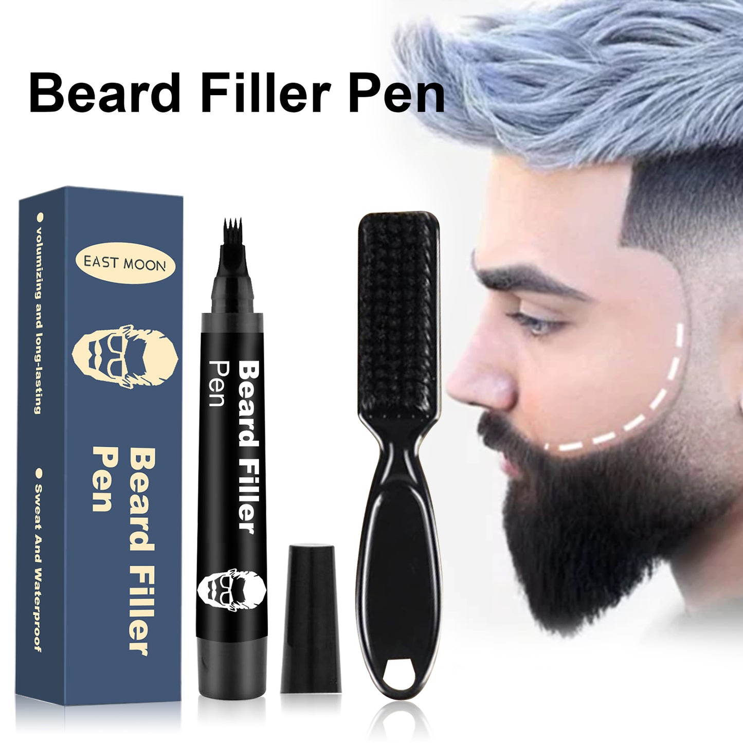 East Moon Beard Filling Pen Detachable Easy-to-Use Filling Pen Easily Create Dense Beard Hairline