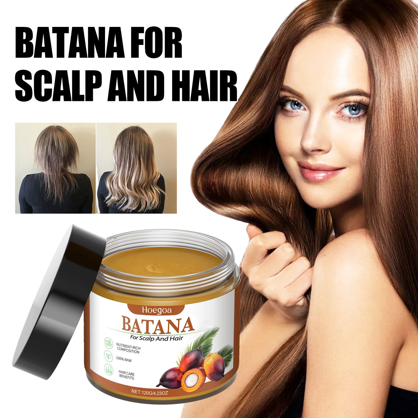 Hoegoa Batahana Hair Oil Nourish dry hair ends, care for smooth hair, scalp treatment hair mask, hair oil