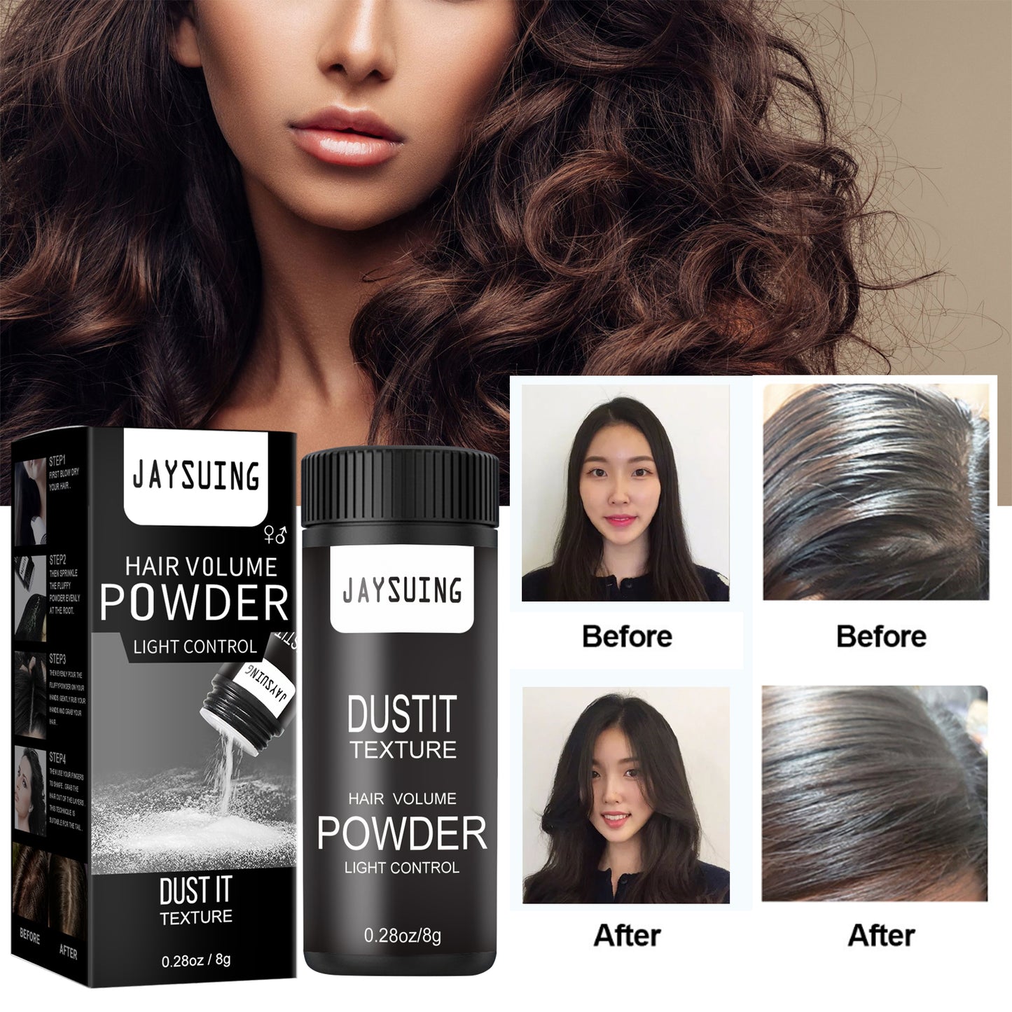 Jaysuing Hair Booster Powder Men's and Women's Hair Styling Care No-Wash Volumizing Refreshing Gentle Volumizing Powder