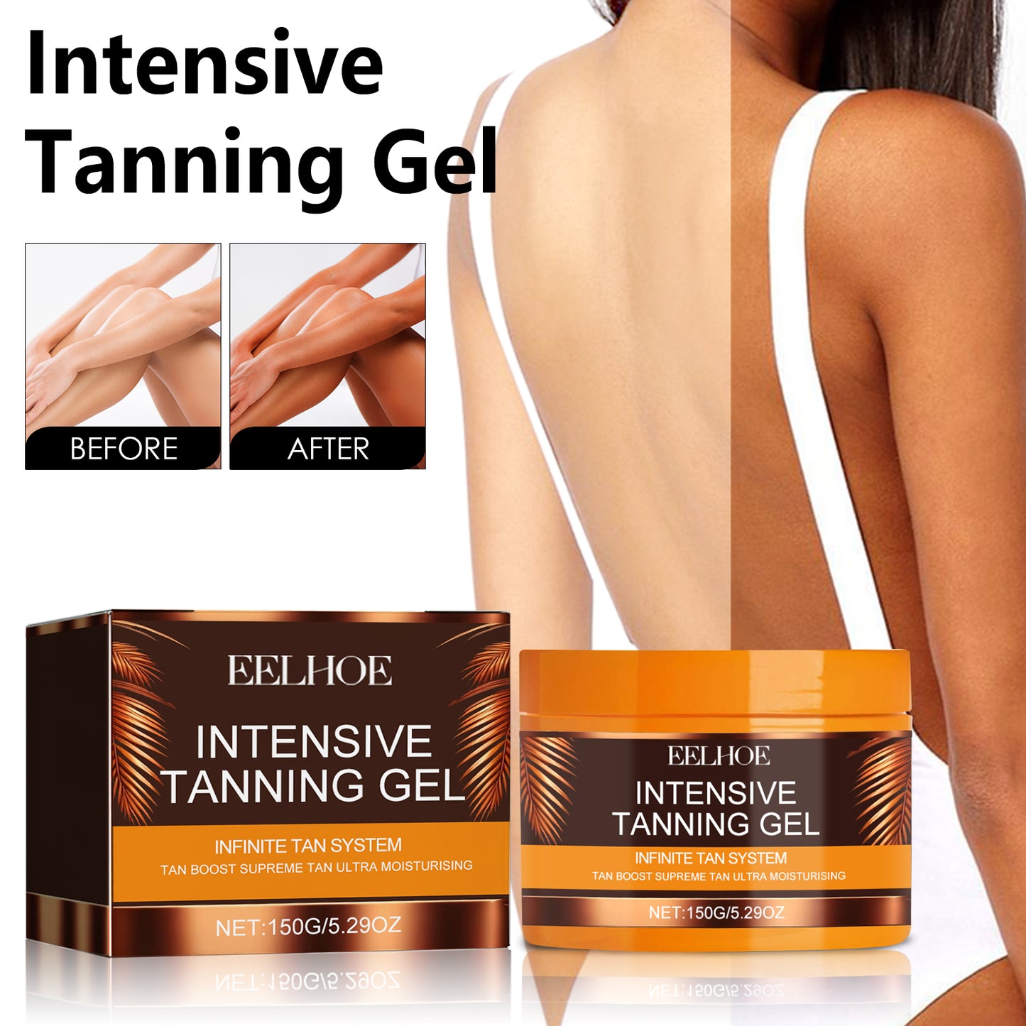 EELHOE Darkness Repair Gel Beach Sunbathing Aid Wheat Bronze Color Lightweight Non-Greasy