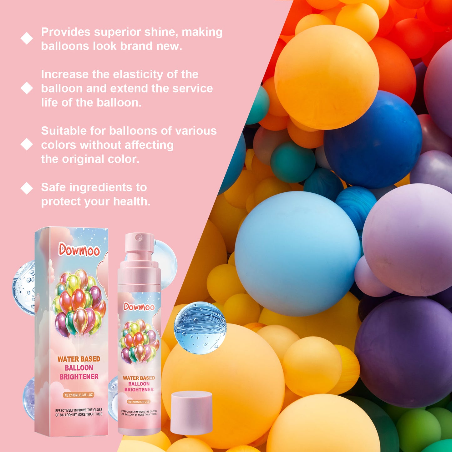 Dowmoo Balloon Brightener Scene Balloon Decoration Appearance Enhancement Glossy Long-lasting Portable Brightening Agent