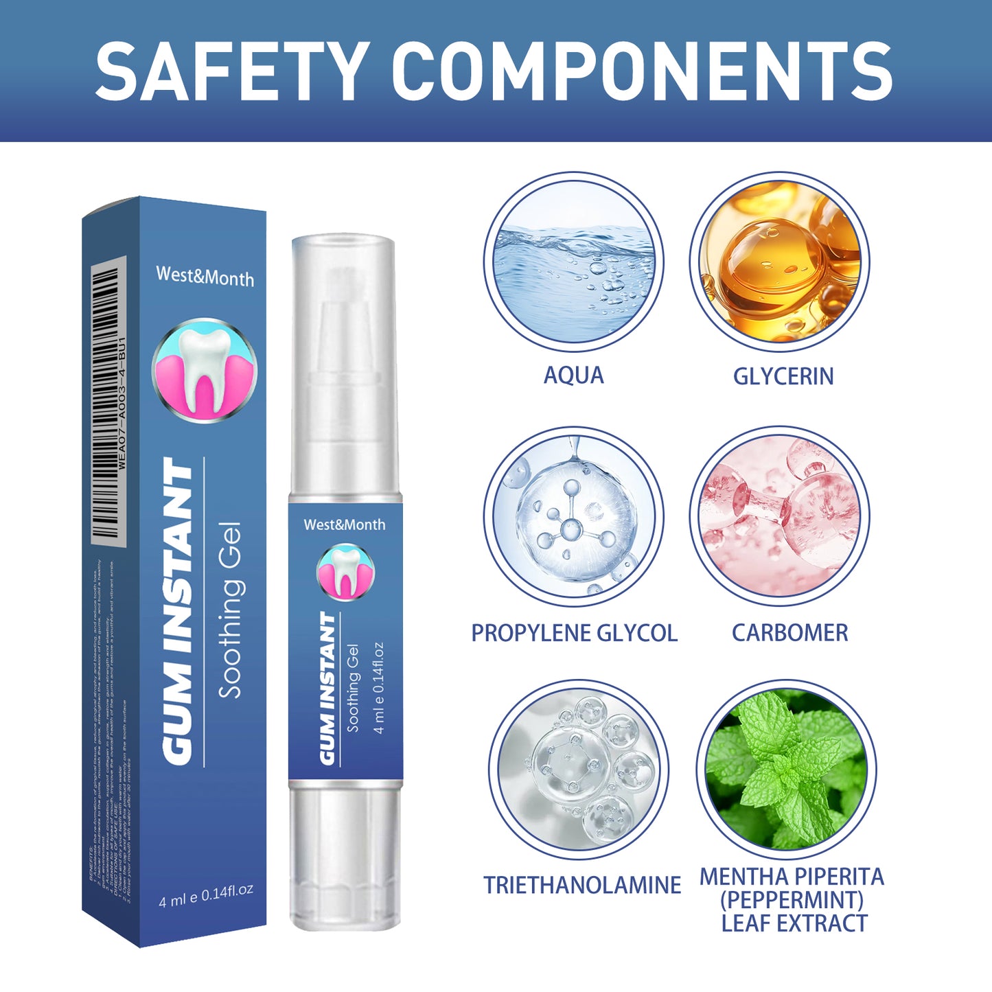 WestMonth Gum Care Gel Relieve gum swelling and pain, clean plaque stains, whiten teeth gel
