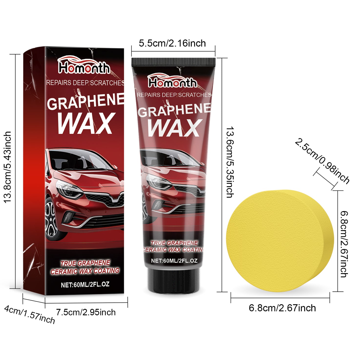 Homonth Car Scratch Repair Wax Car Paint Repair Deep Scratches Graphene Wax Refurbished Car Wax