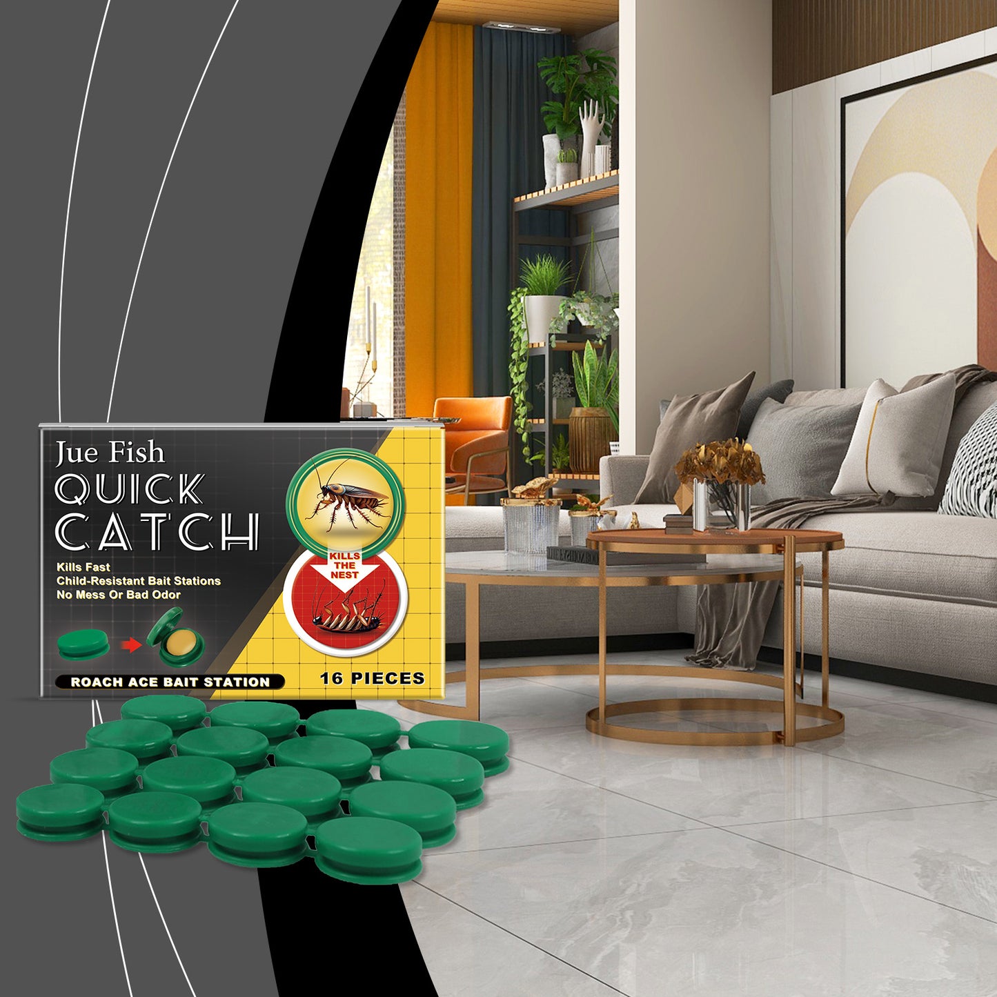 Jue Fish Cockroach Bait Station Living Room Kitchen Bedroom Cockroach Killer and Repellent Household Indoor Cockroach Bait Agent