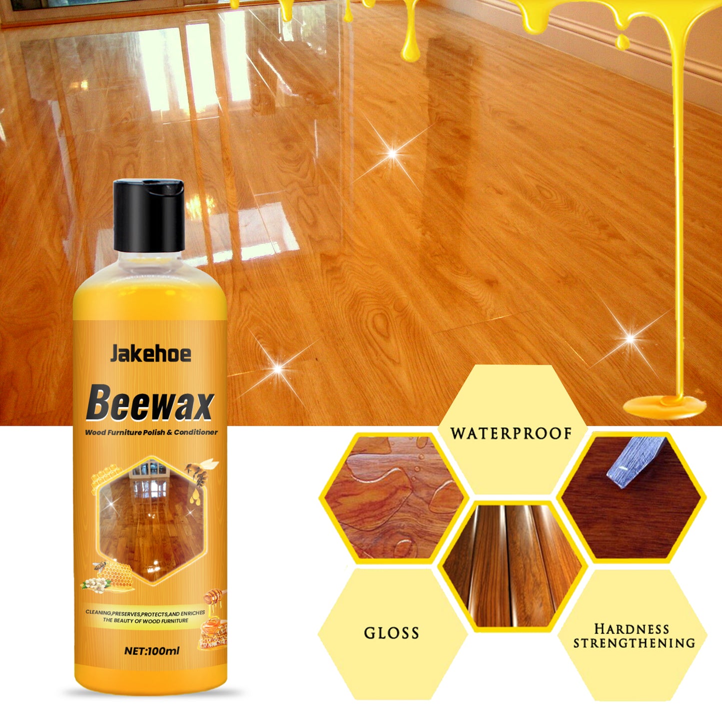 Jakehoe Floor Cleaner Home Wooden Floor Protection Cleaning Maintenance Wax Stain Removal Dustproof Brightening Polishing
