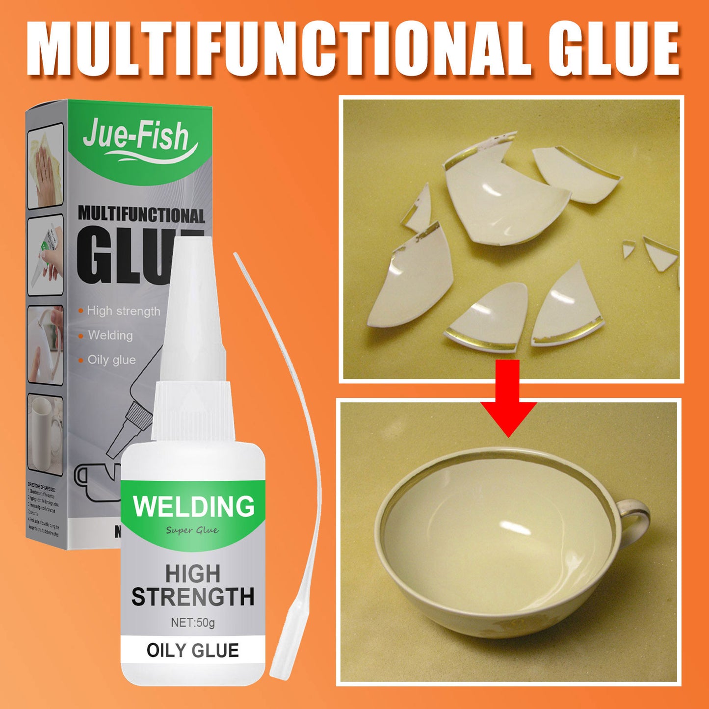 Jue-Fish Multifunctional Ceramic Waterproof Transparent Glue（30g） Glass Wood Special Quick-drying Glue General Glue