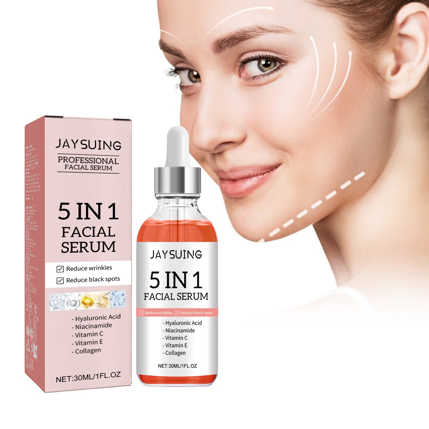 Jaysuing 5Combination1Facial Essence Moisturizing Skin Firming Lightening Spots Acne Skin Beauty Essence
