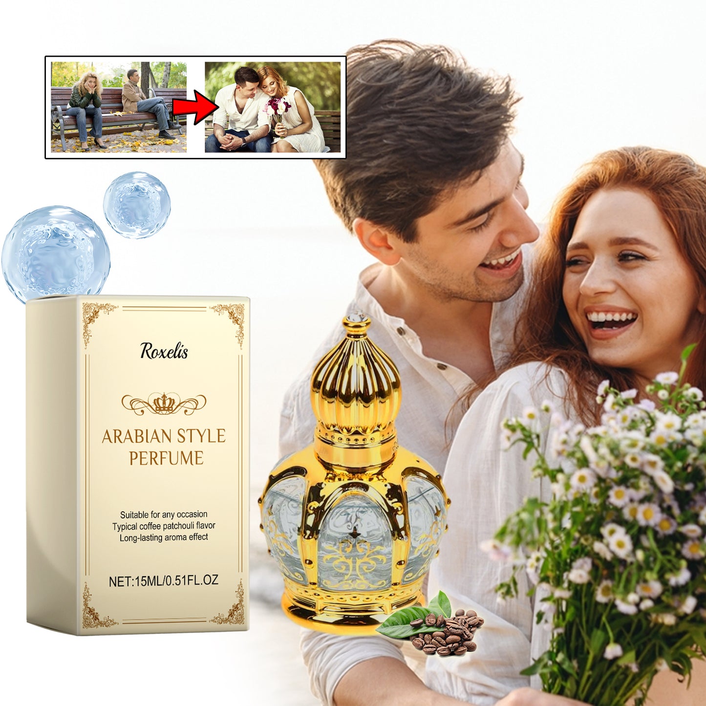 Roxelis Coffee Patchouli Style Perfume Natural Fresh Elegant Long-lasting Fragrance Shows Charm Atmosphere Date Perfume