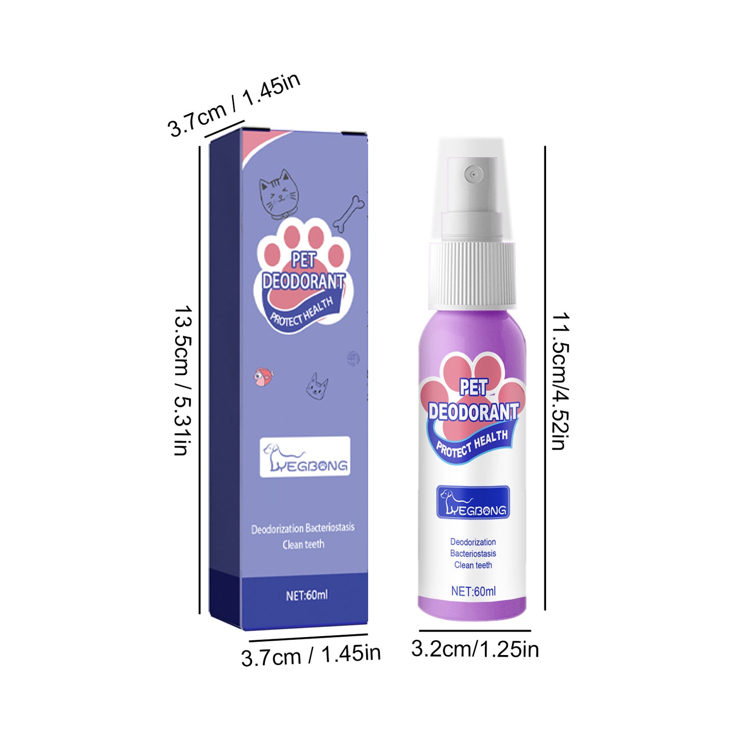 Yegbong Dog Bad Breath Eliminator Spray Pet Oral Cleaning Cat Deodorizing and Freshening Spray