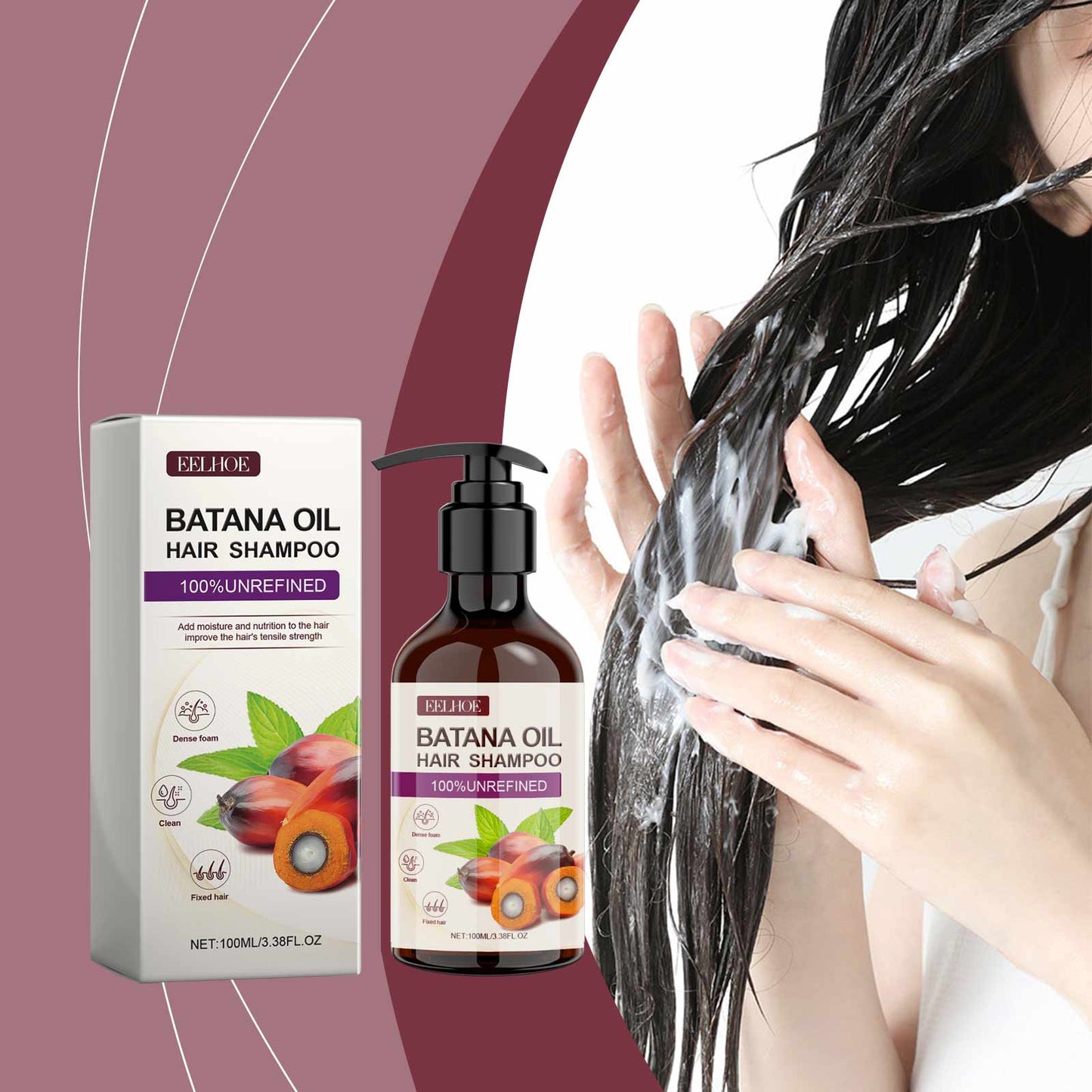 EELHOE Volumising Shampoo Bata Na Smooth and Clean, No Frizz, Oil Control, Increases Fluffy Volume