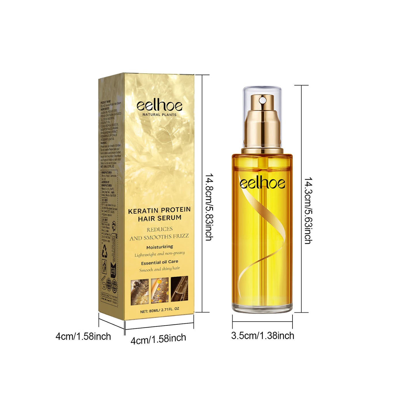 EELHOE Keratin Hair Serum Spray Hair Repair Improves Dry Frizzy Curly Hair Hair Oil Essence