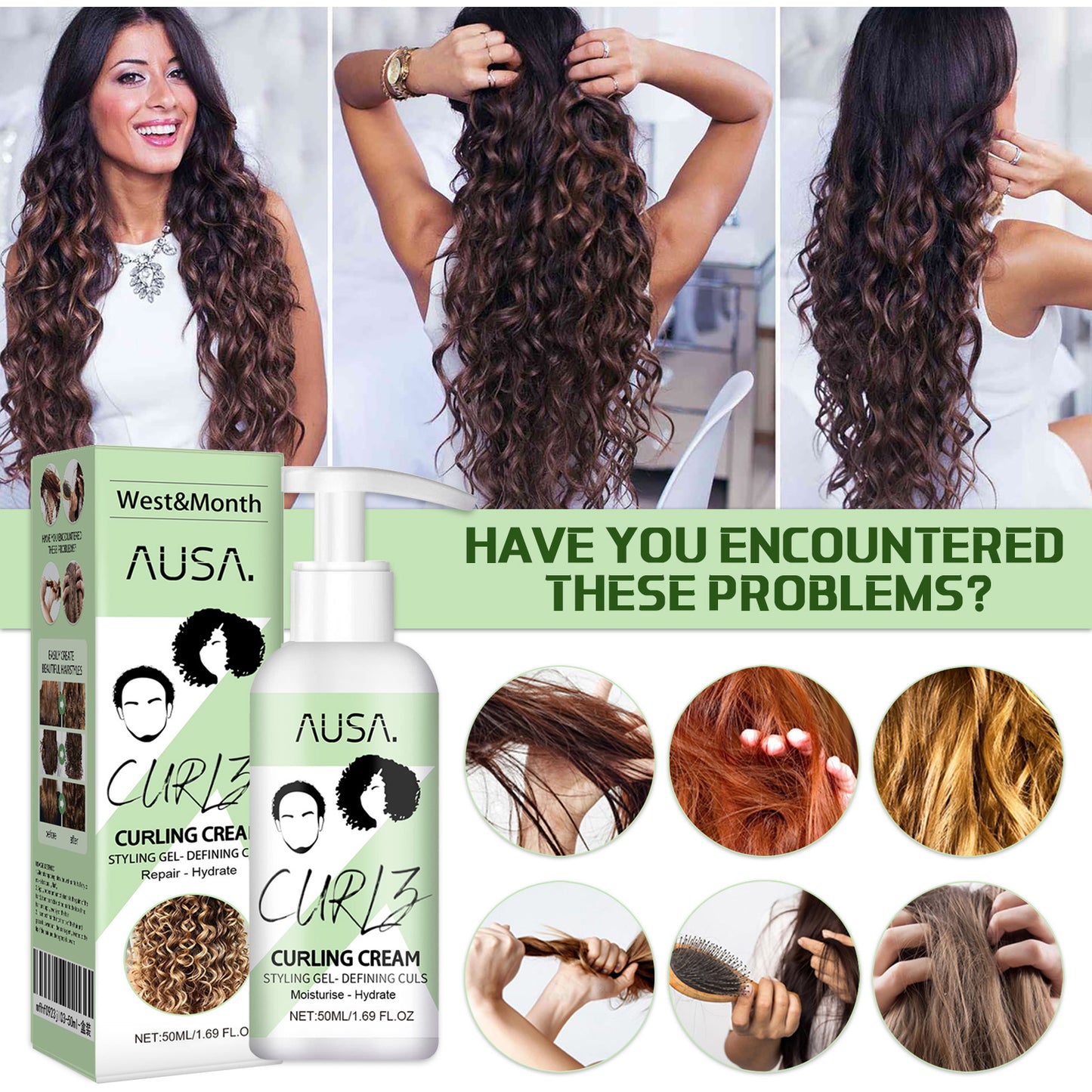 West&Month Curling Hair Elasticizer Moisturizing Curl Defining Volumizing Strong Elastic Hair Smoothing Frizz Care