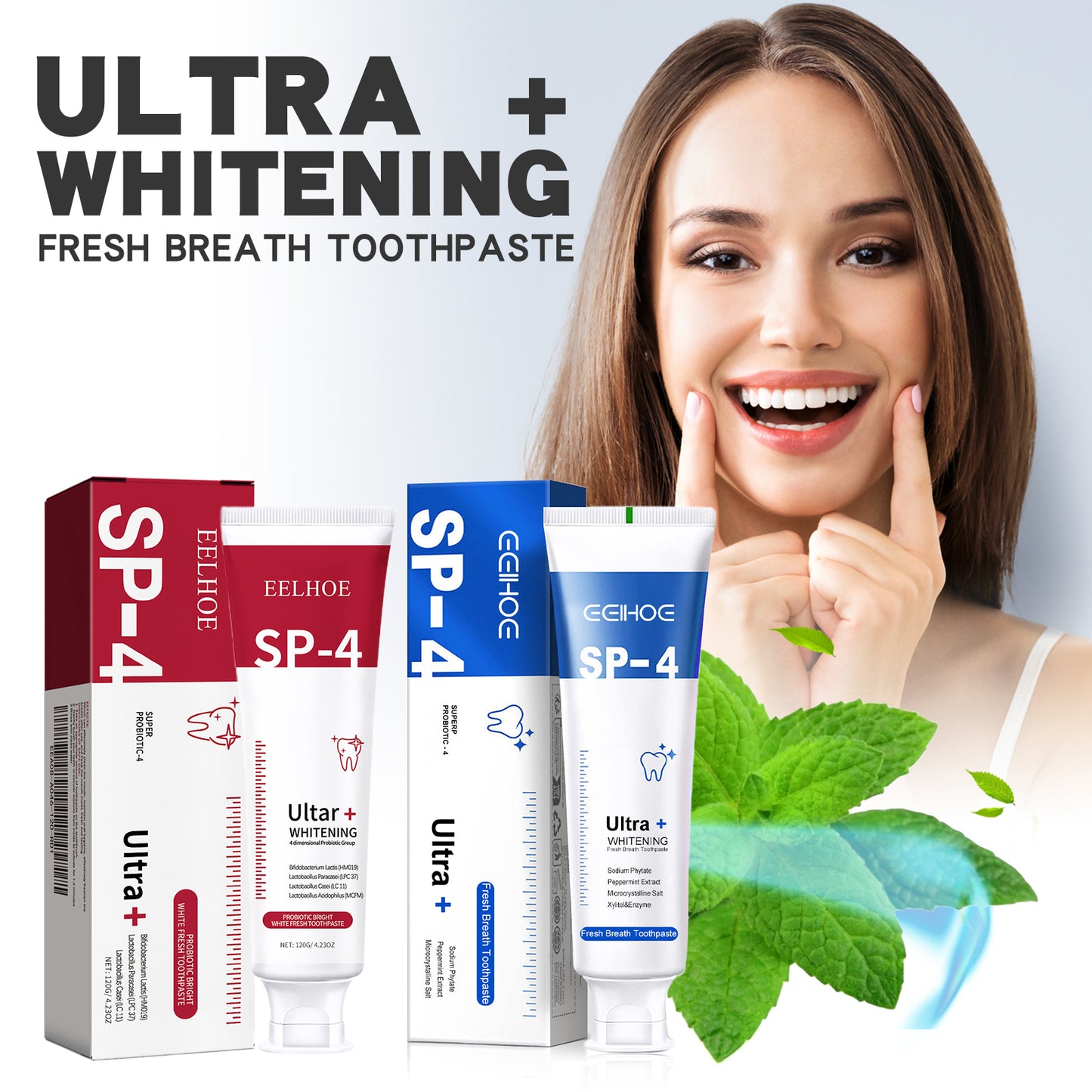 EELHOE Probiotic Whitening Toothpaste Clean teeth, eliminate bad breath, care for oral health, daily teeth cleaning, brightening care toothpaste