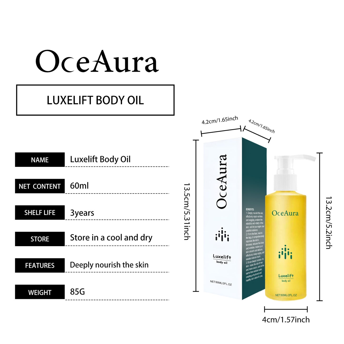 OCEAURA Body Skin Care Oil Skin Hydrating Moisturizing Refreshing Skin Care Firming Care Oil