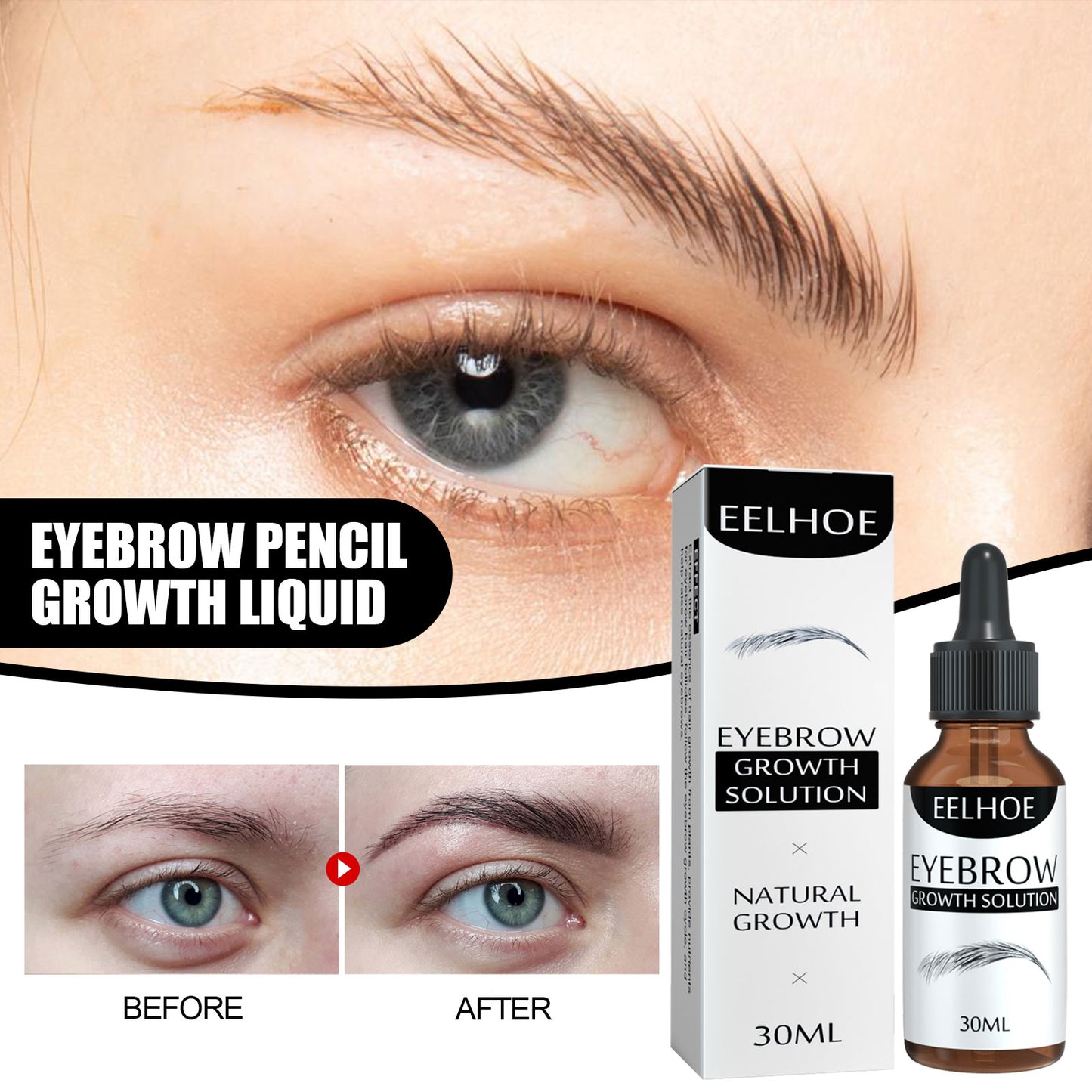 EELHOE Eyebrow Liquid Eyebrows Dark and Dense Natural Essential Oil Liquid Dense Eyebrow Repair Gentle Moisturizing Care Solution