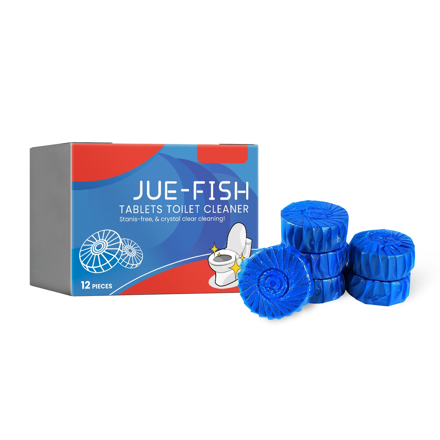 Jue-Fish Toilet Cleaning Plate Household Toilet Cleaner Descaling Deodorizing Stain Removal Fresh Scent Toilet Cleaning Tablets