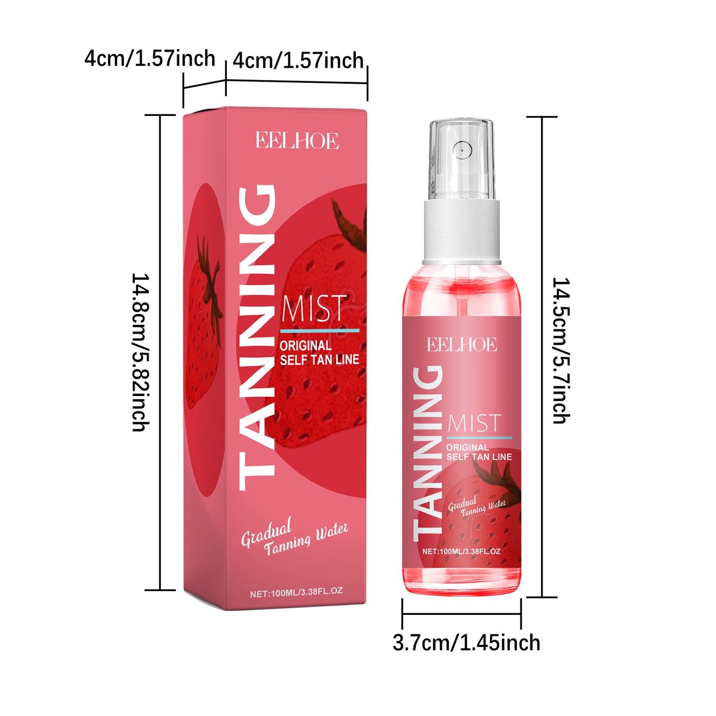 EELHOE Strawberry Tanning Aid Spray Sunless Long-lasting Self-Tanning Bronze Wheat Skin Gentle Moisturizing Skincare