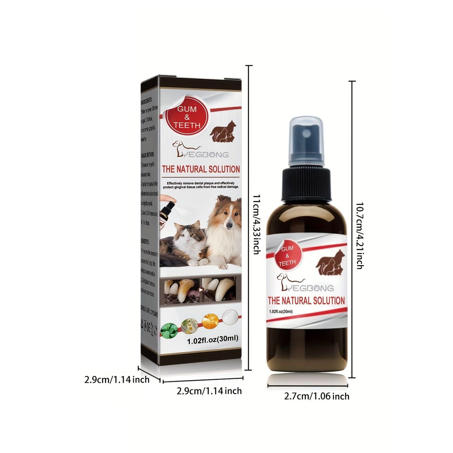 Yegbong Pet Teeth Cleaning Spray Dog and Cat Tartar and Stain Removal Oral Cleaning Spray