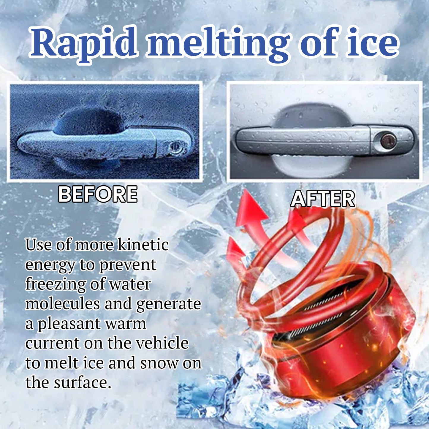 Homonth Portable Dynamic Molecular Heater Car Window Snow Removal Ice Removal Fog Removal Convenient Heater