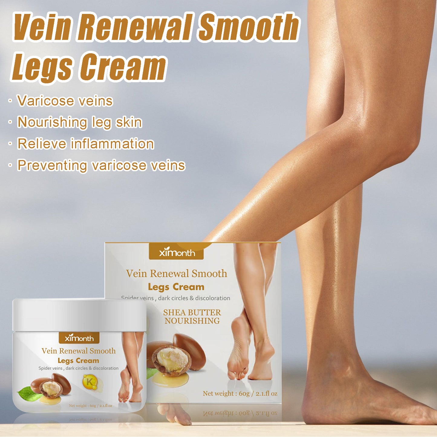 Ximonth Varicose Vein Massage Cream Relieve Soreness Leg Massage Varicose Earthworm Leg Vein Care Cream