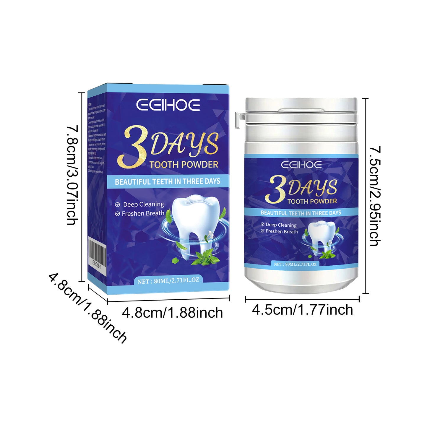 EELHOE Tooth Cleaning Powder Remove Tartar, Whiten Teeth, Clean Bad Breath, Freshen Breath, Teeth Cleaning Powder