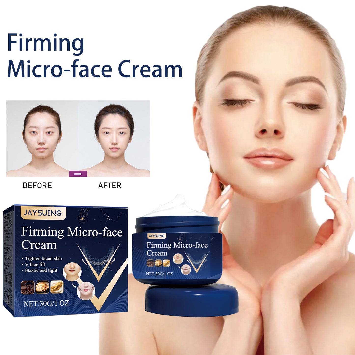 Jaysuing V Face Tightening Cream Firming and Moisturizing Facial Contour Chin Face Skin Massage Care Cream