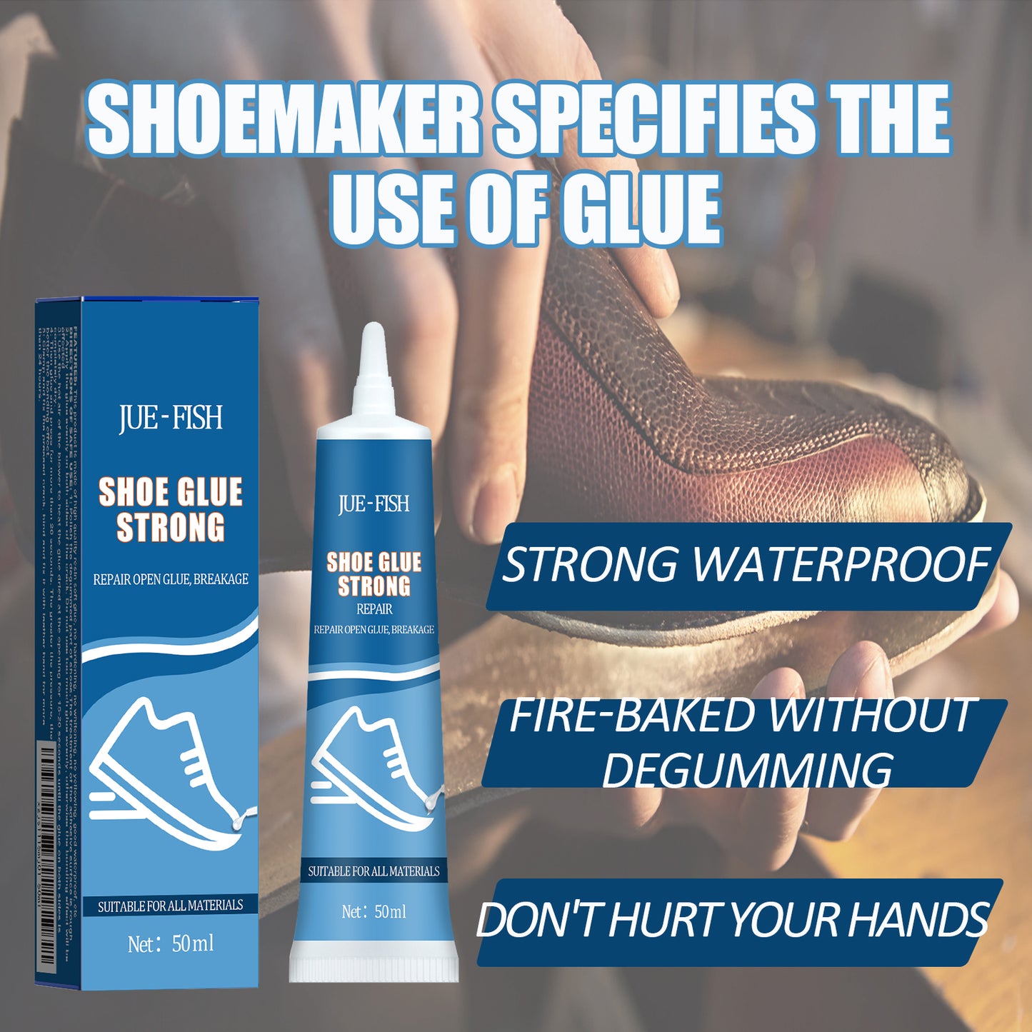 Jue-Fish Strong Shoe Glue Shoe Repair Leather Shoe Sole Multi-Purpose Glue Adhesive Sports Shoes Leather Shoes Waterproof