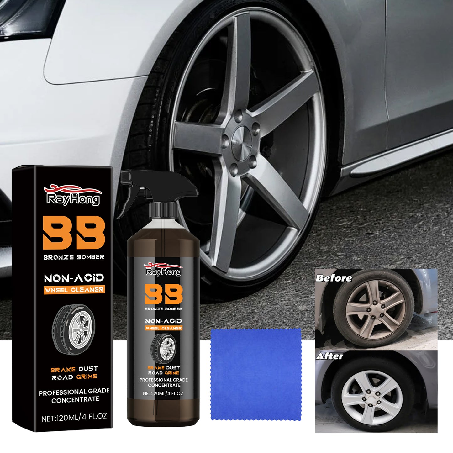 Rayhong Car Wheel Cleaner Car Tire Refurbishment Rust Removal Polishing Stain Cleaner