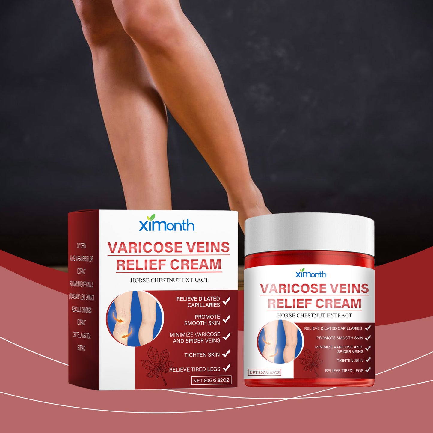 Ximonth Vein Repair Cream Leg Massage Relieve Leg Swelling Earthworm Leg Skin Body Massage Cream