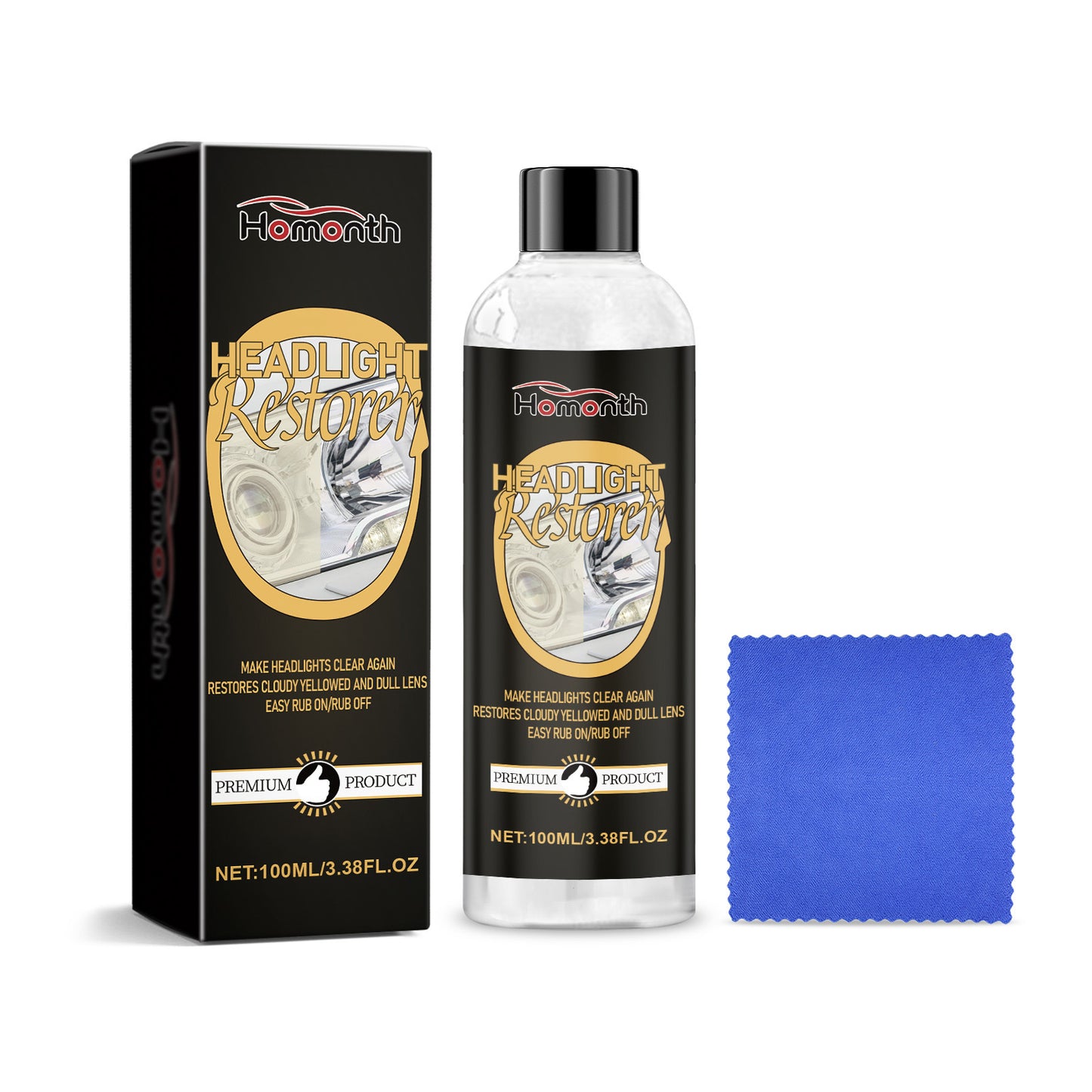 Homonth Car Headlight Restoration Polishing Kit Refurbished Coating Maintenance Brightening Lighting Care Kit