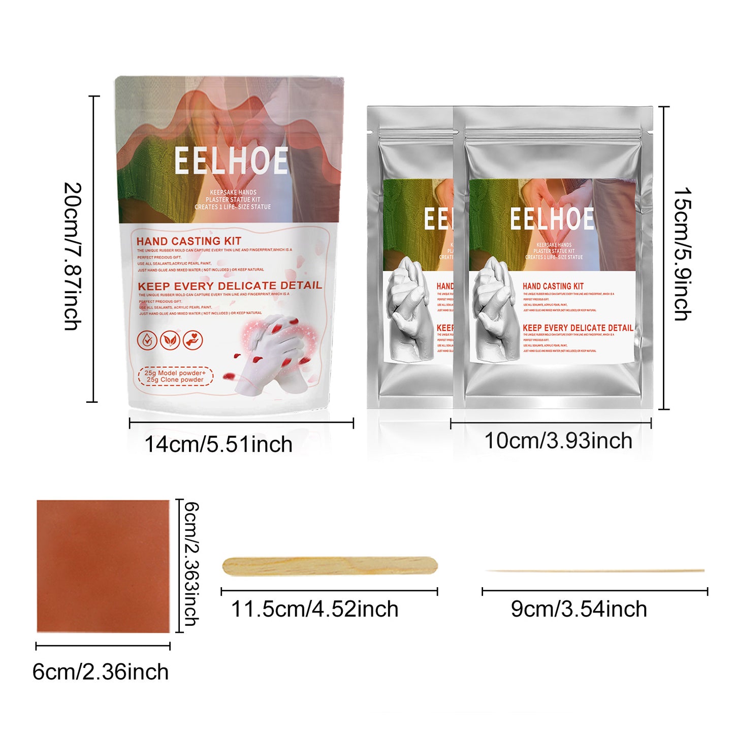 EELHOE Couple Hand Cloning Powder Infant and Toddler Three-Dimensional Hand and Foot Mold Making Materials Valentine's Day Gift