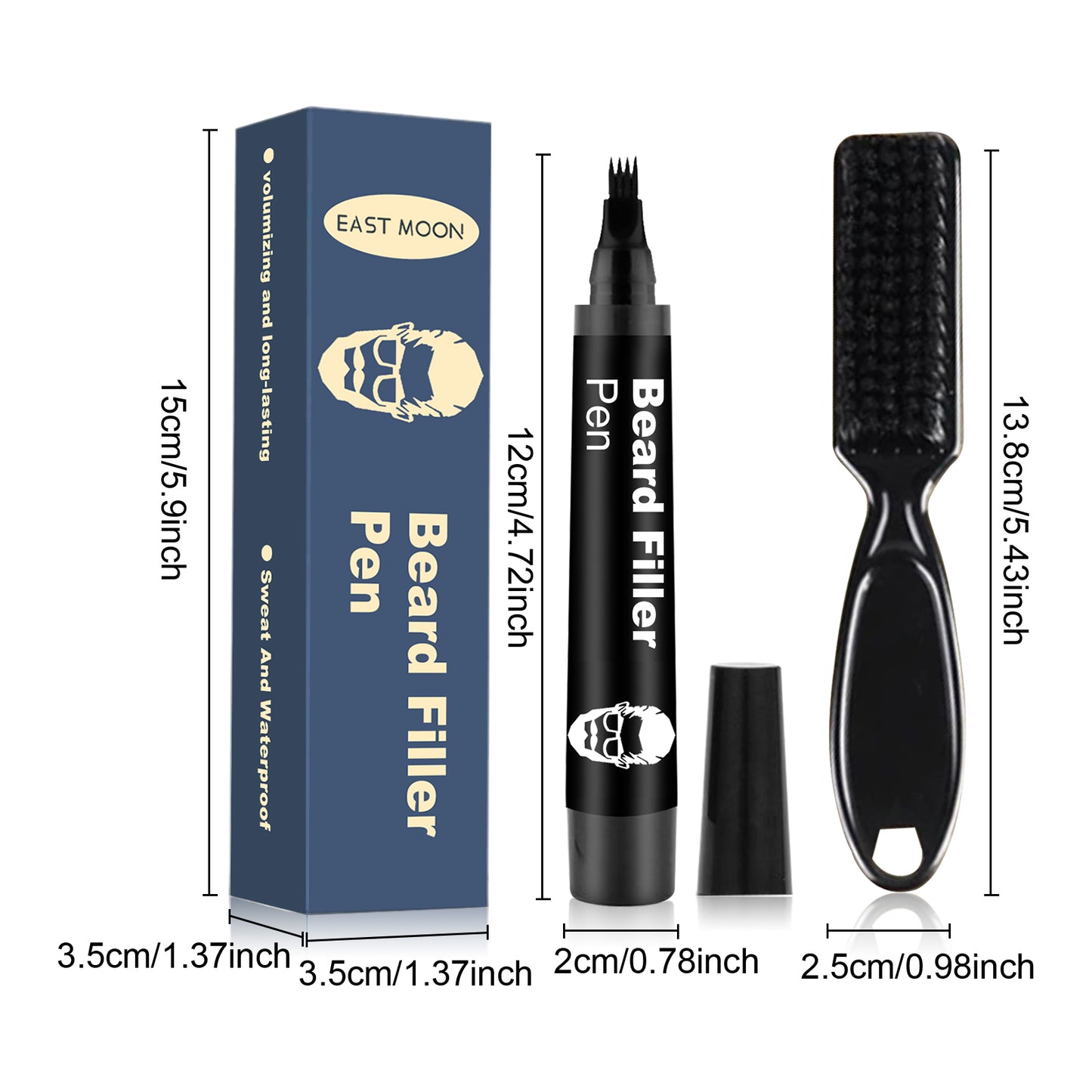 East Moon Beard Filling Pen Detachable Easy-to-Use Filling Pen Easily Create Dense Beard Hairline
