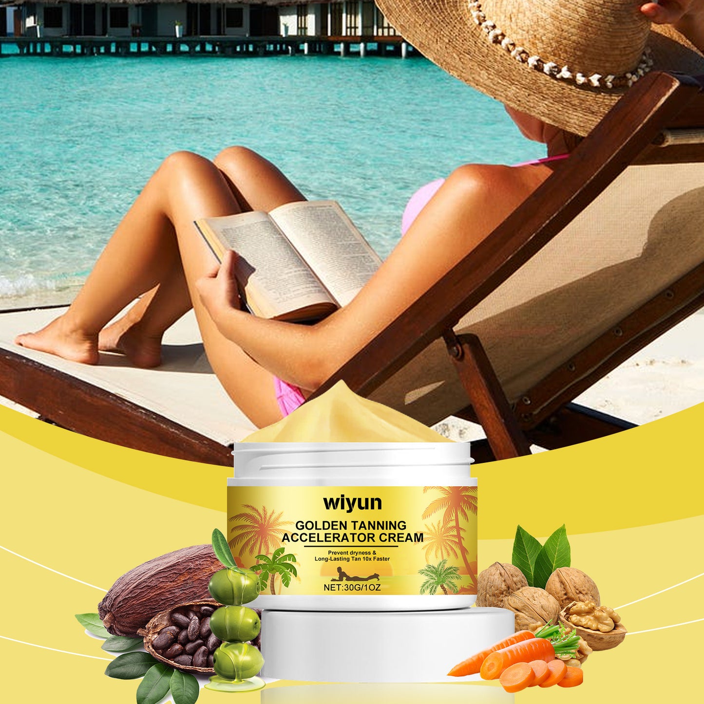 WIYUN Darkening Cream Summer Outdoor Sunbathing Even Skin Tone Create Wheat-colored Bronze Skin Tanning Cream