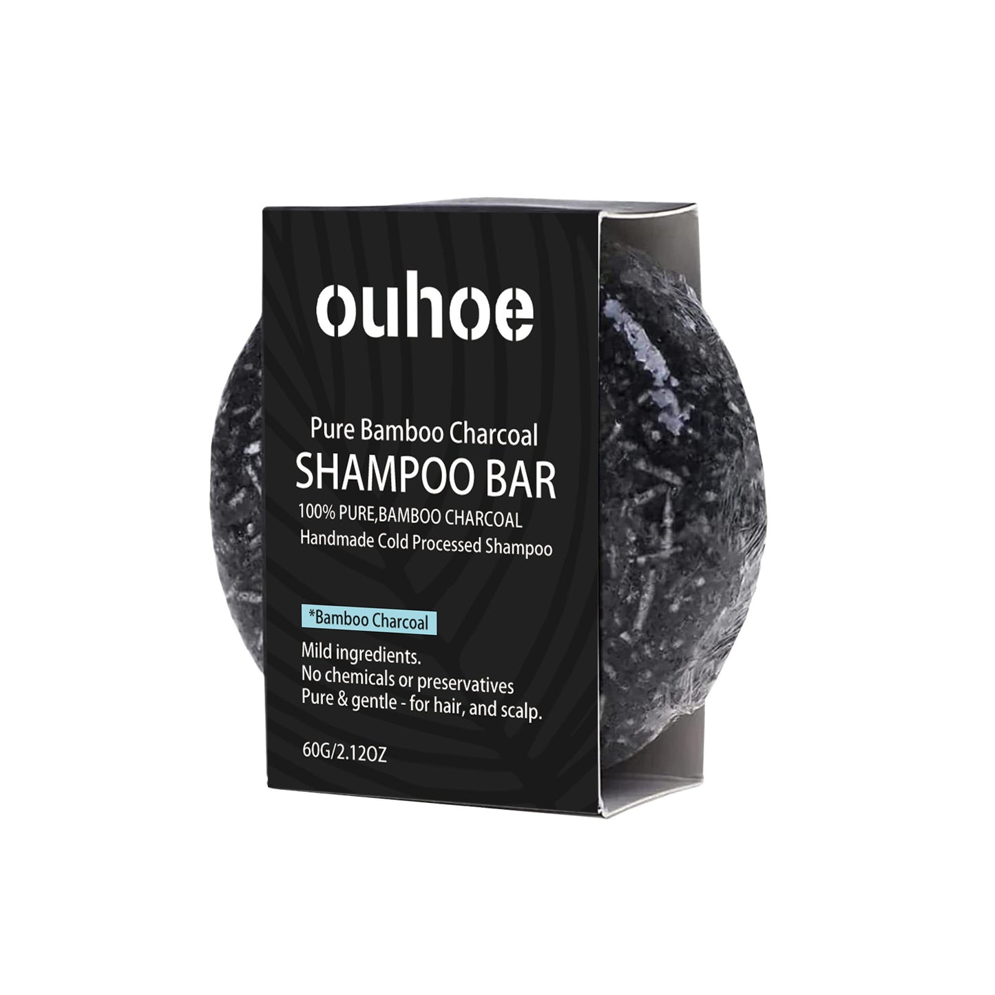 OUHOE Bamboo Charcoal Shampoo Soap Deep Cleansing Scalp Strengthening Hair Nourishing Repairing Dryness Shampoo Bar