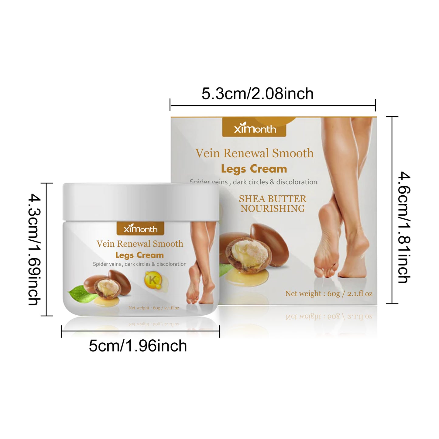 Ximonth Varicose Vein Massage Cream Relieve Soreness Leg Massage Varicose Earthworm Leg Vein Care Cream
