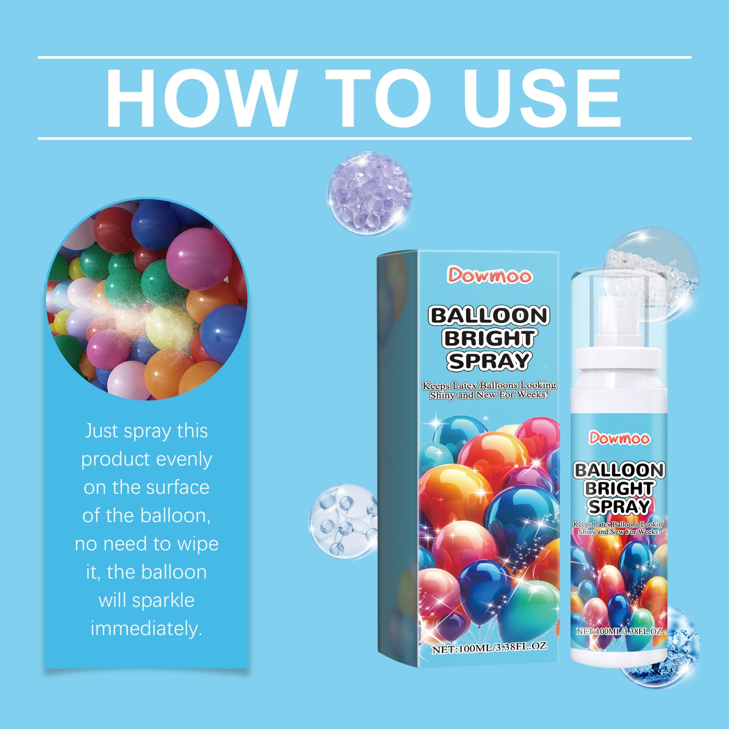 Dowmoo Balloon Highlight Spray Anti-oxidation maintains balloon appearance brightness enhances glossiness scene decoration