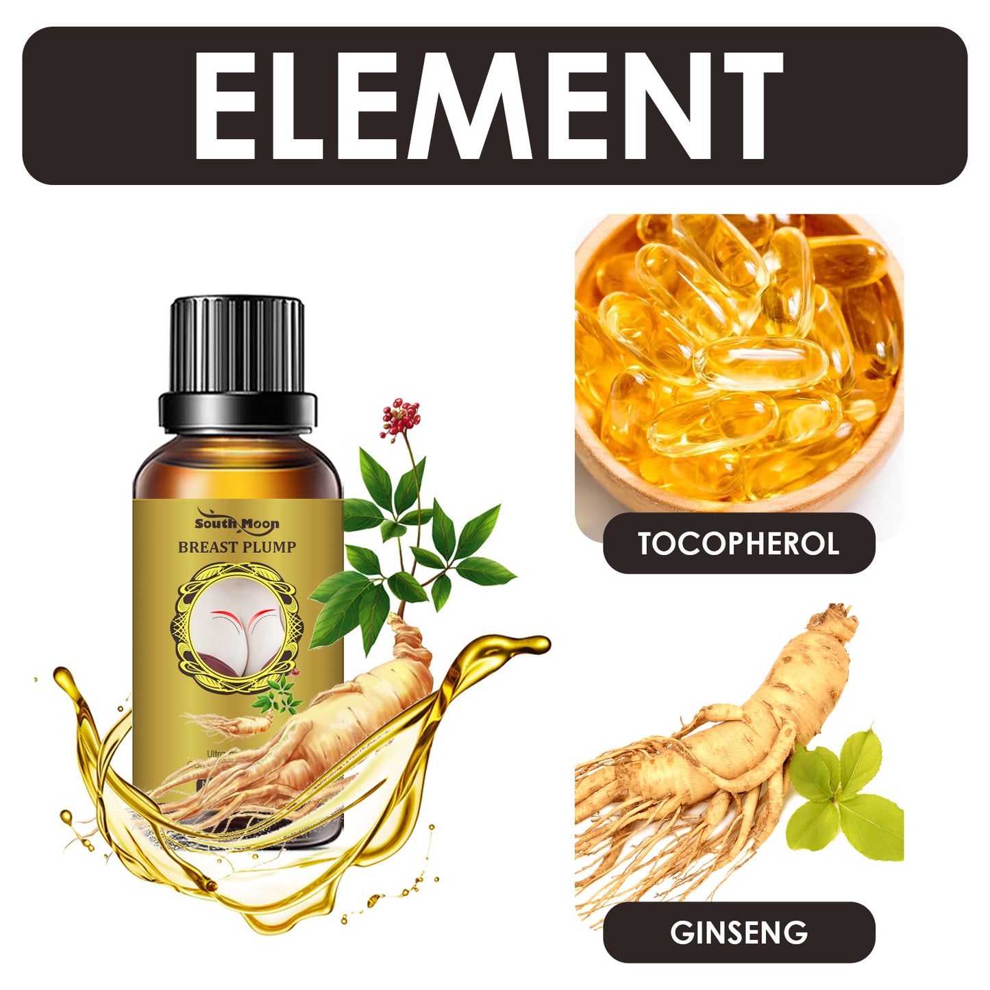 South Moon Breast Essential Oil（10ml） Fengyun Breast Enhancement Firming and Lifting Essential Oil for Plump and Tight Breasts