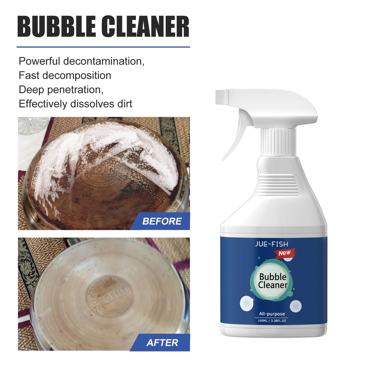 Jue-Fish Kitchen Grease Foam Cleaner Range Hood Stove Exhaust Pipe Wall Kitchenware Oil Stain Cleaner