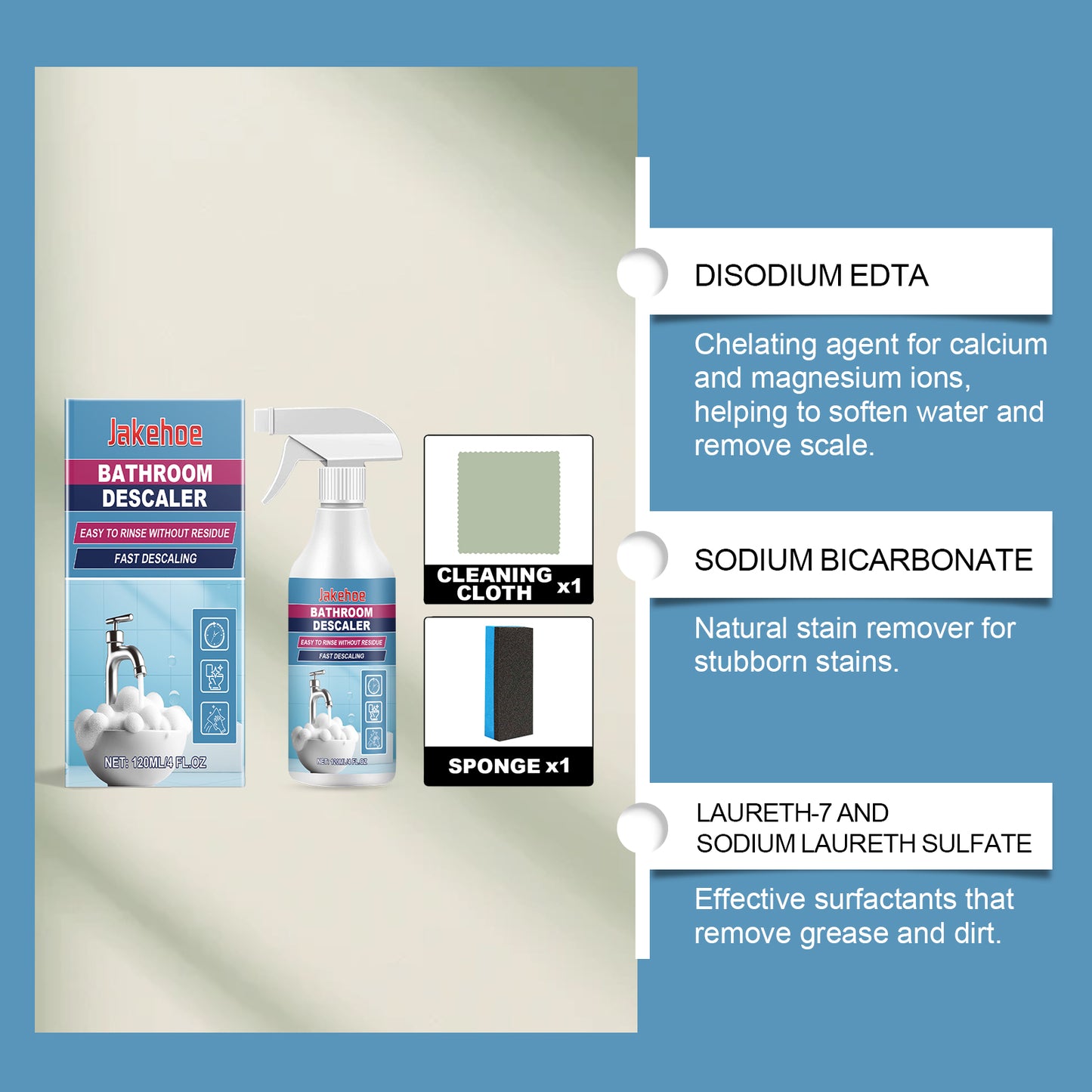 Jakehoe Bathroom Dirt Cleaner Bathroom Toilet Faucet Stain Removal Cleaning Multi-Functional Cleaner