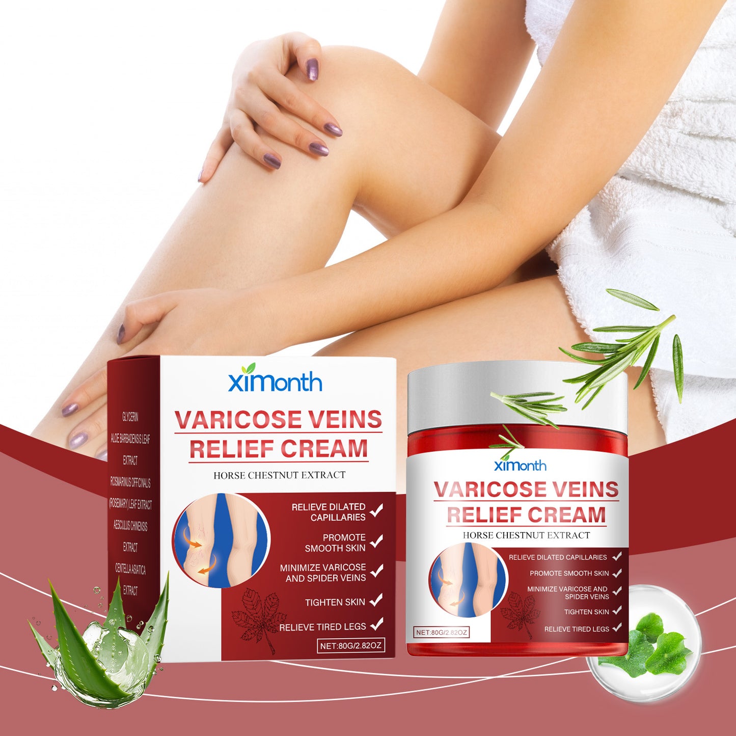 Ximonth Vein Repair Cream Leg Massage Relieve Leg Swelling Earthworm Leg Skin Body Massage Cream