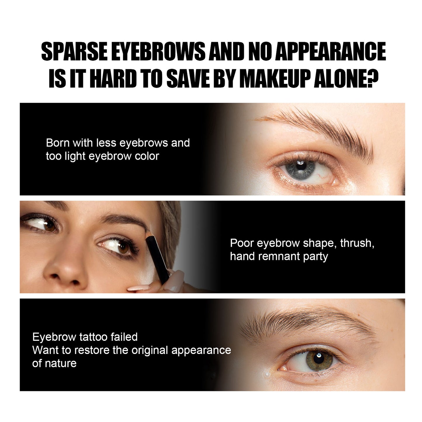 EELHOE Eyebrow Liquid Eyebrows Dark and Dense Natural Essential Oil Liquid Dense Eyebrow Repair Gentle Moisturizing Care Solution